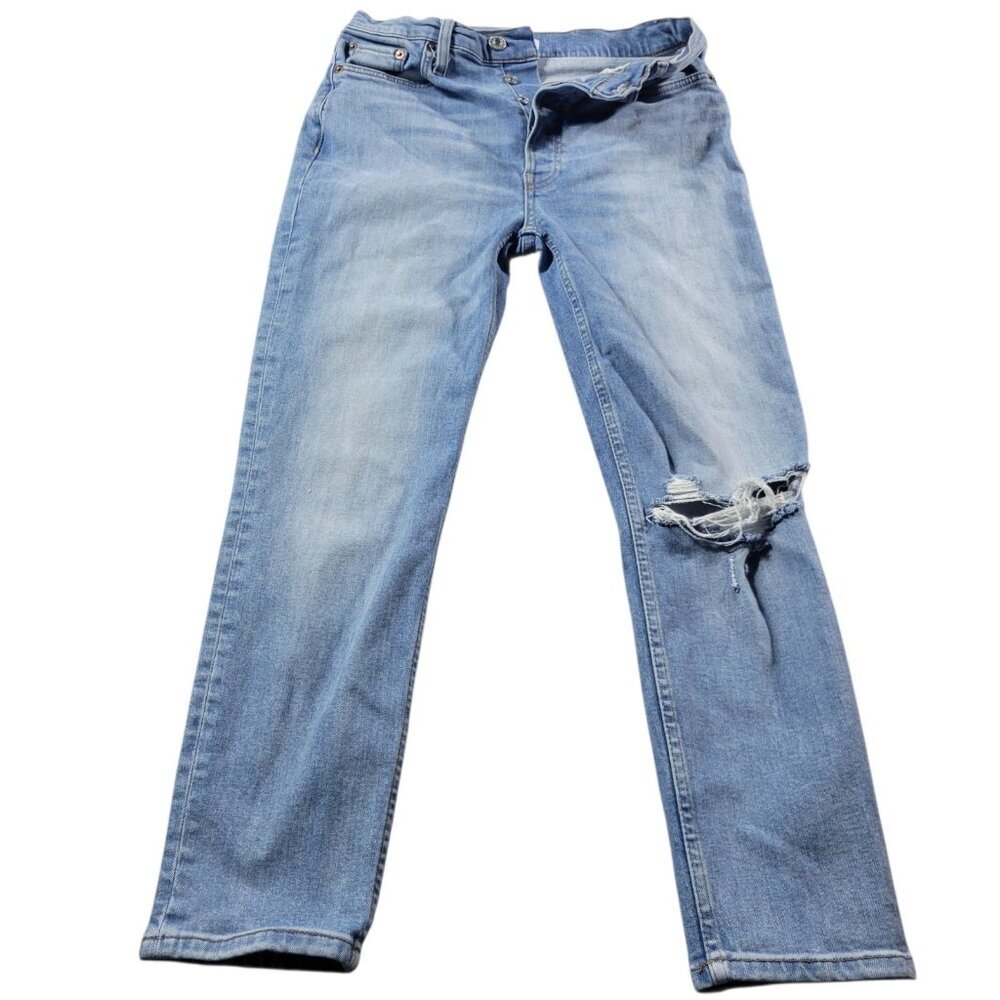 Re/Done Jeans Womens 32 Tapered Ankle Stretch Button Fly Denim